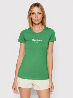 Pepe Jeans Γυναίκες T-shirts T-Shirt New Virgina PL505202 Πράσινο Slim Fit