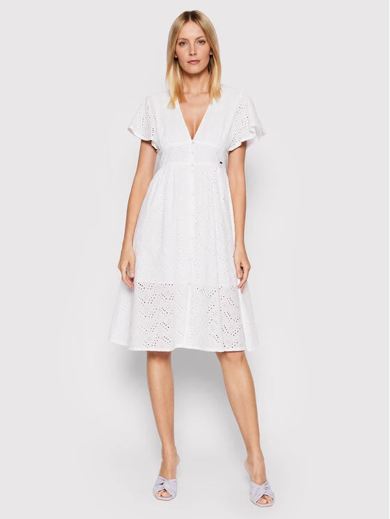 Pepe Jeans Γυναίκες Καλοκαιρινά Φορέματα Φόρεμα καλοκαιρινό Mae PL953020 Λευκό Regular Fit 1 Pepe Jeans Γυναίκες Καλοκαιρινά Φορέματα Φόρεμα καλοκαιρινό Mae PL953020 Λευκό Regular Fit