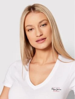 Pepe Jeans Γυναίκες T-shirts T-Shirt Bleu PL505053 Λευκό Slim Fit -Pepe Jeans Κατάστημα unnamed file 164