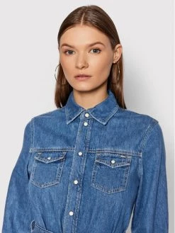Pepe Jeans Γυναίκες Φορέματα σε Στυλ Πουκάμισο & Σεμιζιέ Φόρεμα τζιν Scarlett PL952996 Μπλε Regular Fit -Pepe Jeans Κατάστημα unnamed file 190