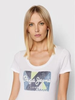 Pepe Jeans Γυναίκες T-shirts T-Shirt Dafne PL505058 Λευκό Regular Fit -Pepe Jeans Κατάστημα unnamed file 225