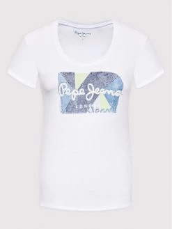 Pepe Jeans Γυναίκες T-shirts T-Shirt Dafne PL505058 Λευκό Regular Fit -Pepe Jeans Κατάστημα unnamed file 226