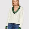 Pepe Jeans Γυναίκες Πουλόβερ Beau PL701865 Λευκό Regular Fit