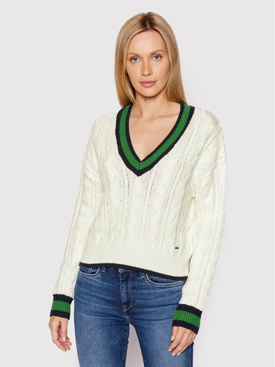 Pepe Jeans Γυναίκες Πουλόβερ Beau PL701865 Λευκό Regular Fit 1 Pepe Jeans Γυναίκες Πουλόβερ Beau PL701865 Λευκό Regular Fit