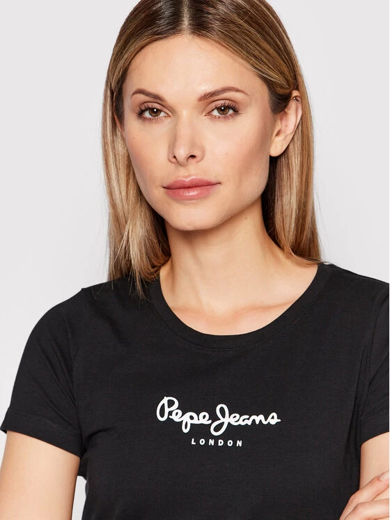 Pepe Jeans Γυναίκες T-shirts T-Shirt New Virginia PL505202 Μαύρο Slim Fit 4 Pepe Jeans Γυναίκες T-shirts T-Shirt New Virginia PL505202 Μαύρο Slim Fit - Image 4