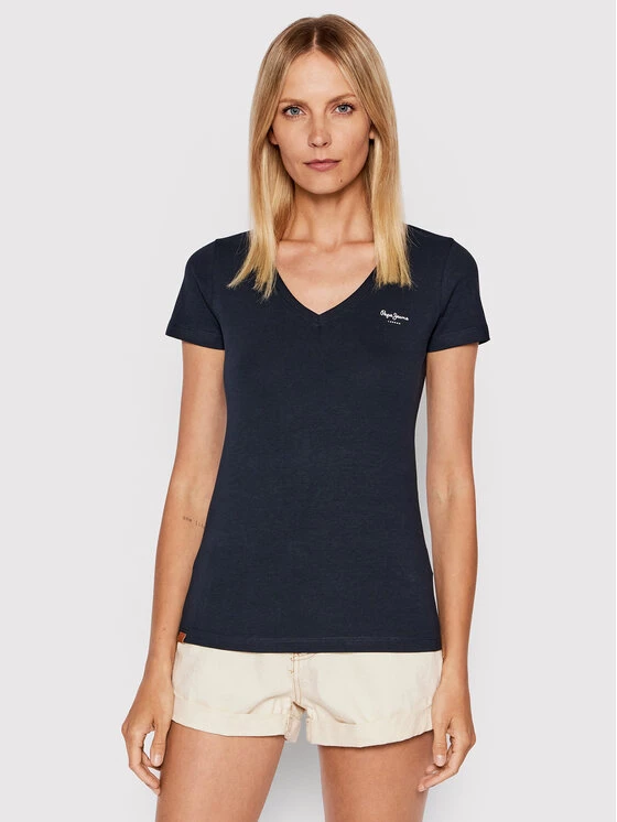Pepe Jeans Γυναίκες T-shirts T-Shirt Violette PL505067 Σκούρο μπλε Slim Fit 1 Pepe Jeans Γυναίκες T-shirts T-Shirt Violette PL505067 Σκούρο μπλε Slim Fit