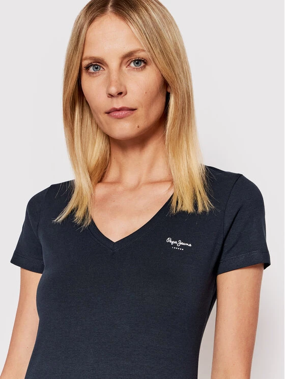 Pepe Jeans Γυναίκες T-shirts T-Shirt Violette PL505067 Σκούρο μπλε Slim Fit 4 Pepe Jeans Γυναίκες T-shirts T-Shirt Violette PL505067 Σκούρο μπλε Slim Fit - Image 4