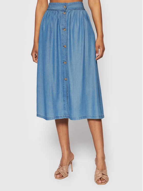 Pepe Jeans Γυναίκες Φούστα Midi Denim PL900977 Μπλε Regular Fit 1 Pepe Jeans Γυναίκες Φούστα Midi Denim PL900977 Μπλε Regular Fit