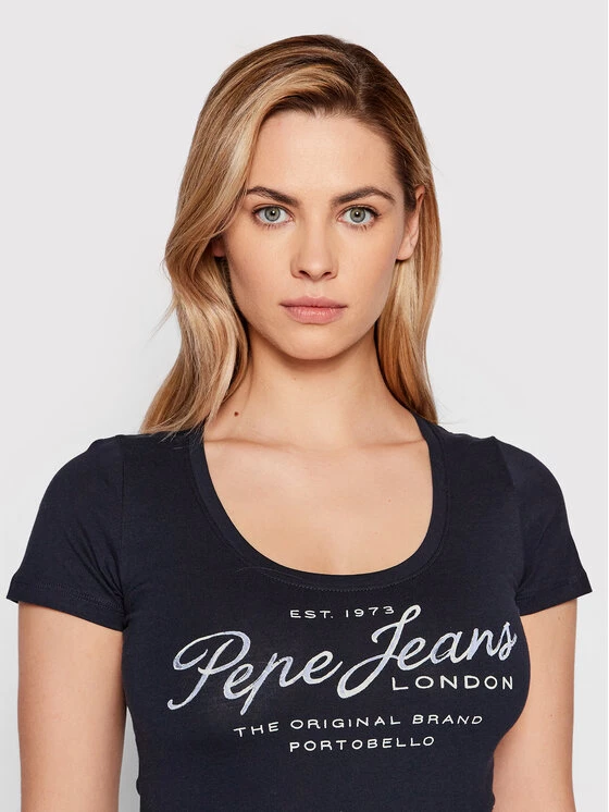 Pepe Jeans Γυναίκες T-shirts T-Shirt Baia PL505123 Σκούρο μπλε Regular Fit 4 Pepe Jeans Γυναίκες T-shirts T-Shirt Baia PL505123 Σκούρο μπλε Regular Fit - Image 4