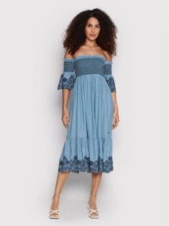 Pepe Jeans Γυναίκες Καλοκαιρινά Φορέματα Φόρεμα καλοκαιρινό Libby PL953032 Μπλε Regular Fit