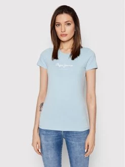 Pepe Jeans Γυναίκες T-shirts T-Shirt New Virgina PL505202 Μπλε Slim Fit