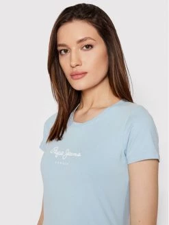 Pepe Jeans Γυναίκες T-shirts T-Shirt New Virgina PL505202 Μπλε Slim Fit -Pepe Jeans Κατάστημα unnamed file 355