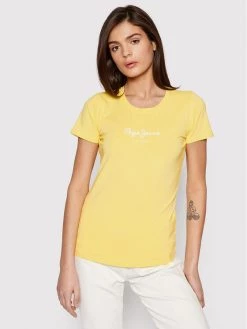 Pepe Jeans Γυναίκες T-shirts T-Shirt New Virginia PL505202 Κίτρινο Regular Fit