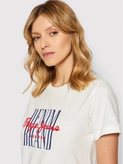 Pepe Jeans Γυναίκες T-shirts T-Shirt Camille PL505147 Λευκό Regular Fit -Pepe Jeans Κατάστημα unnamed file 370