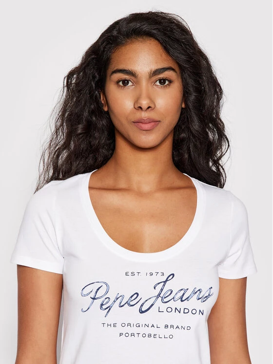 Pepe Jeans Γυναίκες T-shirts T-Shirt Baia PL505123 Λευκό Regular Fit 4 Pepe Jeans Γυναίκες T-shirts T-Shirt Baia PL505123 Λευκό Regular Fit - Image 4