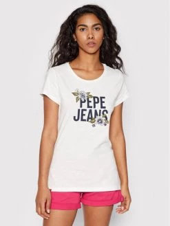Pepe Jeans Γυναίκες T-shirts T-Shirt Bernardette PL505135 Λευκό Slim Fit