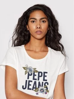 Pepe Jeans Γυναίκες T-shirts T-Shirt Bernardette PL505135 Λευκό Slim Fit -Pepe Jeans Κατάστημα unnamed file 420