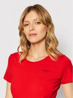 Pepe Jeans Γυναίκες T-shirts T-Shirt Bellrose PL505051 Κόκκινο Slim Fit -Pepe Jeans Κατάστημα unnamed file 425