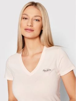 Pepe Jeans Γυναίκες T-shirts T-Shirt Bleu PL505053 Ροζ Slim Fit -Pepe Jeans Κατάστημα unnamed file 455