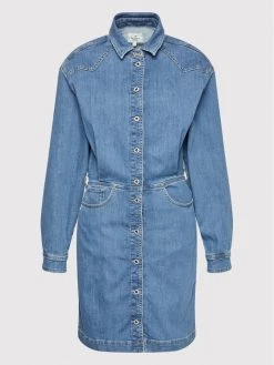 Pepe Jeans Γυναίκες Φορέματα σε Στυλ Πουκάμισο & Σεμιζιέ Φόρεμα τζιν Jane PL953063 Μπλε Regular Fit -Pepe Jeans Κατάστημα unnamed file 461