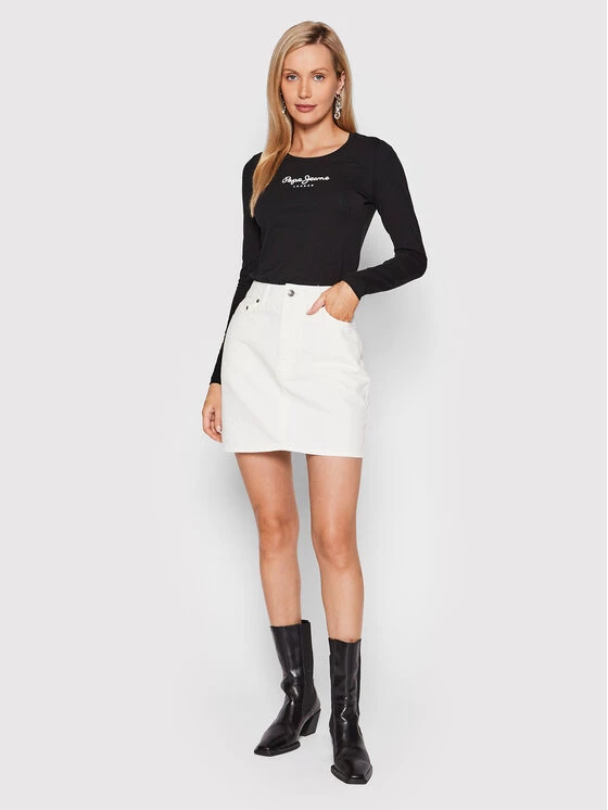 Pepe Jeans Γυναίκες Μπλουζάκια Μπλουζάκι New Virginia PL505203 Μαύρο Slim Fit 2 Pepe Jeans Γυναίκες Μπλουζάκια Μπλουζάκι New Virginia PL505203 Μαύρο Slim Fit - Image 2