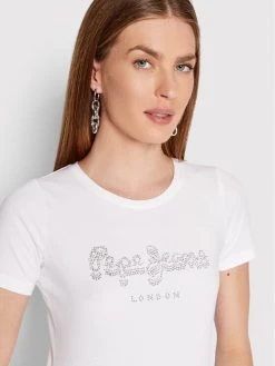 Pepe Jeans Γυναίκες T-shirts T-Shirt Beatrice PL504434 Λευκό Regular Fit -Pepe Jeans Κατάστημα unnamed file 535