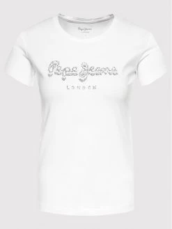 Pepe Jeans Γυναίκες T-shirts T-Shirt Beatrice PL504434 Λευκό Regular Fit -Pepe Jeans Κατάστημα unnamed file 536