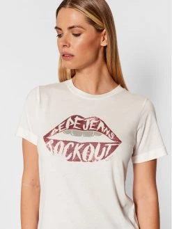 Pepe Jeans Γυναίκες T-shirts T-Shirt Lips PL505005 Λευκό Regular Fit -Pepe Jeans Κατάστημα unnamed file 606