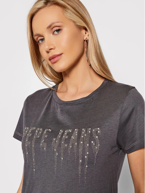 Pepe Jeans Γυναίκες T-shirts T-Shirt Debo PL504997 Γκρι Regular Fit 4 Pepe Jeans Γυναίκες T-shirts T-Shirt Debo PL504997 Γκρι Regular Fit - Image 4