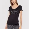 Pepe Jeans Γυναίκες T-shirts T-Shirt Paiges PL505020 Μαύρο Slim Fit