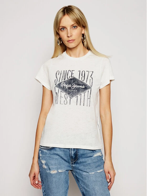 Pepe Jeans Γυναίκες T-shirts T-Shirt Alex PL504796 Λευκό Regular Fit 1 Pepe Jeans Γυναίκες T-shirts T-Shirt Alex PL504796 Λευκό Regular Fit