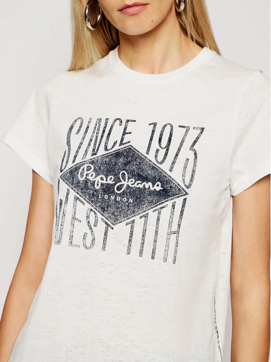 Pepe Jeans Γυναίκες T-shirts T-Shirt Alex PL504796 Λευκό Regular Fit 4 Pepe Jeans Γυναίκες T-shirts T-Shirt Alex PL504796 Λευκό Regular Fit - Image 4