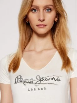 Pepe Jeans Γυναίκες T-shirts T-Shirt Charlotte PL504832 Λευκό Regular Fit -Pepe Jeans Κατάστημα unnamed file 819