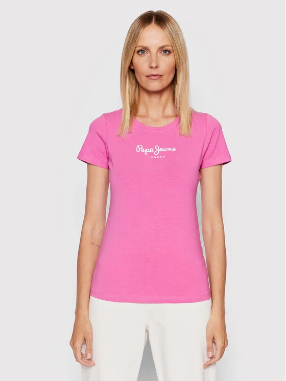 Pepe Jeans Γυναίκες T-shirts T-Shirt New Virgina PL505202 Ροζ Slim Fit 1 Pepe Jeans Γυναίκες T-shirts T-Shirt New Virgina PL505202 Ροζ Slim Fit