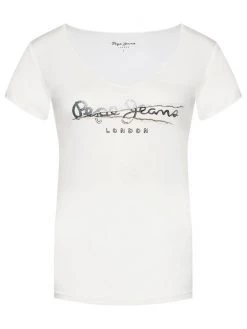 Pepe Jeans Γυναίκες T-shirts T-Shirt Charlotte PL504832 Λευκό Regular Fit -Pepe Jeans Κατάστημα unnamed file 820