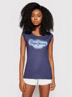 Pepe Jeans Γυναίκες T-shirts T-Shirt Camila PL504827 Σκούρο μπλε Regular Fit