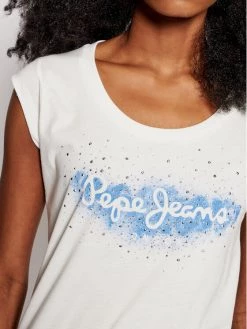 Pepe Jeans Γυναίκες T-shirts T-Shirt Camila PL504827 Λευκό Regular Fit -Pepe Jeans Κατάστημα unnamed file 845