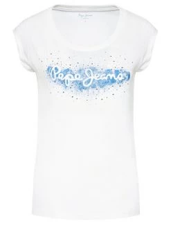 Pepe Jeans Γυναίκες T-shirts T-Shirt Camila PL504827 Λευκό Regular Fit -Pepe Jeans Κατάστημα unnamed file 846